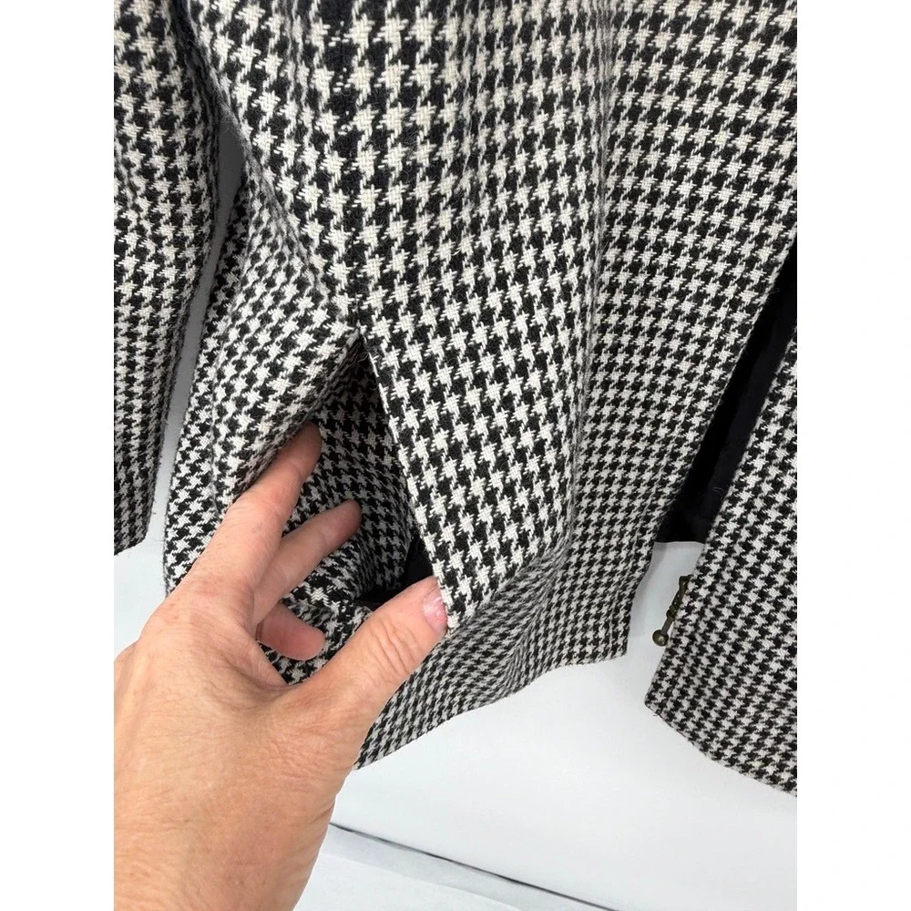 Sag Harbor Houndstooth Wool Blend Zip Up Jacket Vintage Professional Size 14